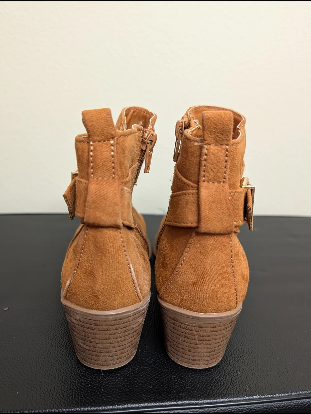 Sugar Bierock Tan Faux Suede Ankle Boots Buckle Detail Girls Size 2